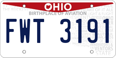 OH license plate FWT3191