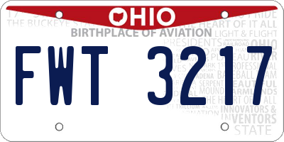 OH license plate FWT3217