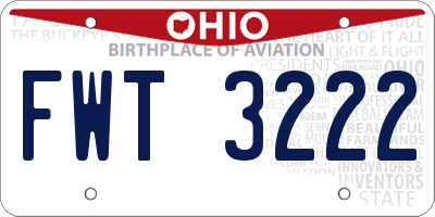 OH license plate FWT3222