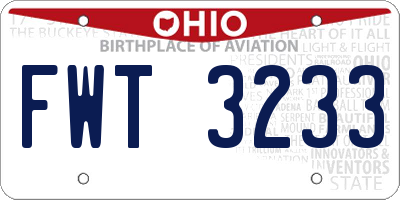 OH license plate FWT3233