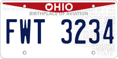 OH license plate FWT3234