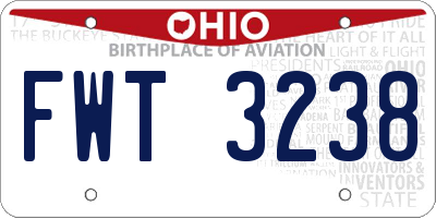 OH license plate FWT3238