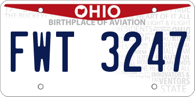 OH license plate FWT3247