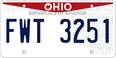OH license plate FWT3251