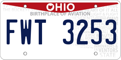 OH license plate FWT3253