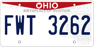OH license plate FWT3262