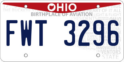 OH license plate FWT3296