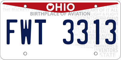 OH license plate FWT3313