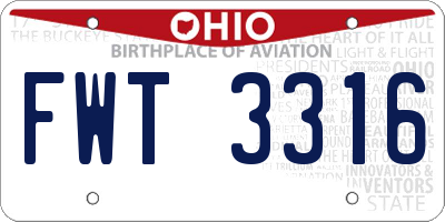 OH license plate FWT3316