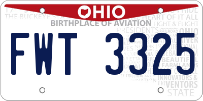 OH license plate FWT3325