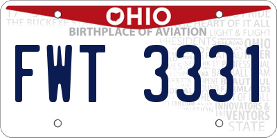 OH license plate FWT3331