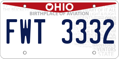 OH license plate FWT3332