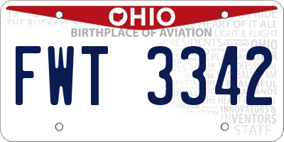 OH license plate FWT3342