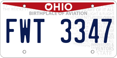 OH license plate FWT3347