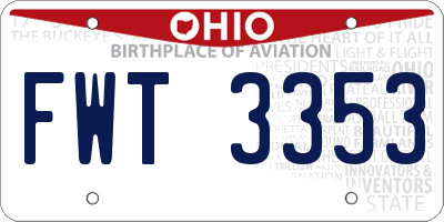 OH license plate FWT3353