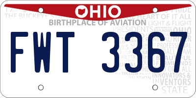 OH license plate FWT3367