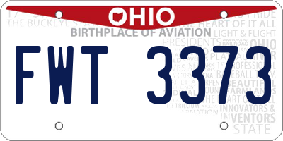 OH license plate FWT3373