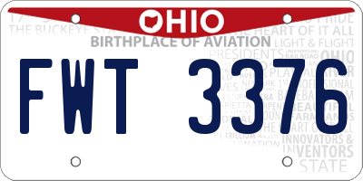 OH license plate FWT3376