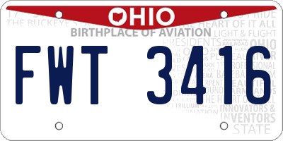 OH license plate FWT3416