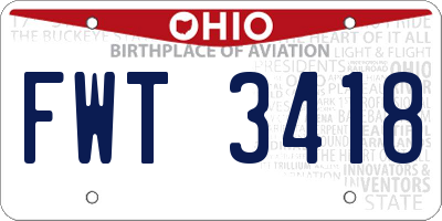 OH license plate FWT3418