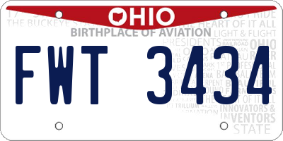 OH license plate FWT3434