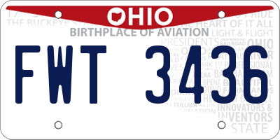 OH license plate FWT3436