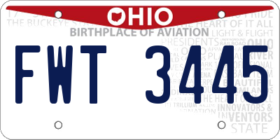 OH license plate FWT3445