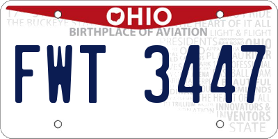OH license plate FWT3447