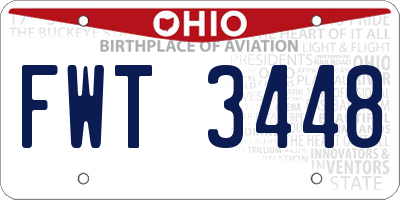 OH license plate FWT3448