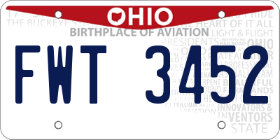 OH license plate FWT3452