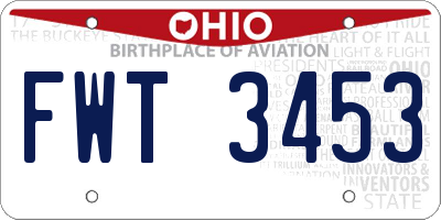 OH license plate FWT3453