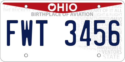 OH license plate FWT3456