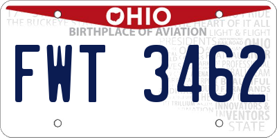 OH license plate FWT3462