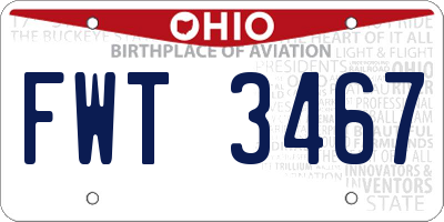 OH license plate FWT3467