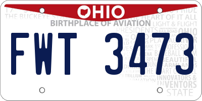 OH license plate FWT3473