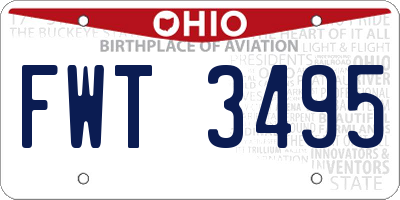 OH license plate FWT3495