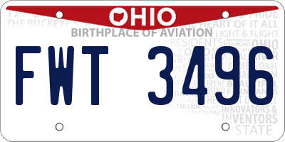 OH license plate FWT3496