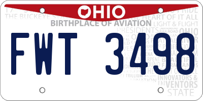 OH license plate FWT3498