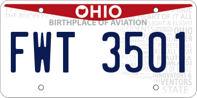 OH license plate FWT3501