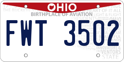 OH license plate FWT3502