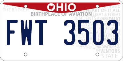 OH license plate FWT3503