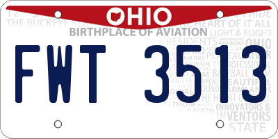 OH license plate FWT3513