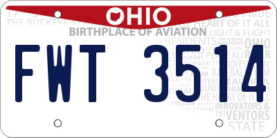 OH license plate FWT3514
