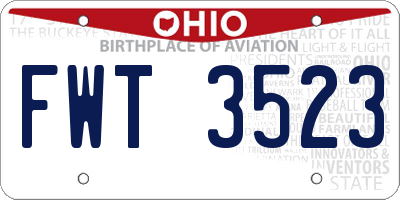 OH license plate FWT3523