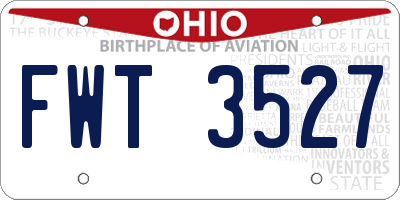 OH license plate FWT3527