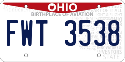 OH license plate FWT3538