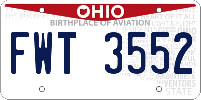 OH license plate FWT3552