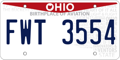 OH license plate FWT3554