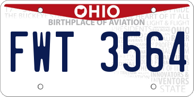 OH license plate FWT3564