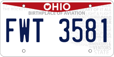 OH license plate FWT3581